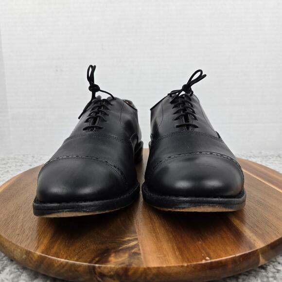 Allen Edmonds Mens 8.5D Fifth Avenue Black Cap Toe Brogue Oxford Dress Shoe - Picture 4 of 13
